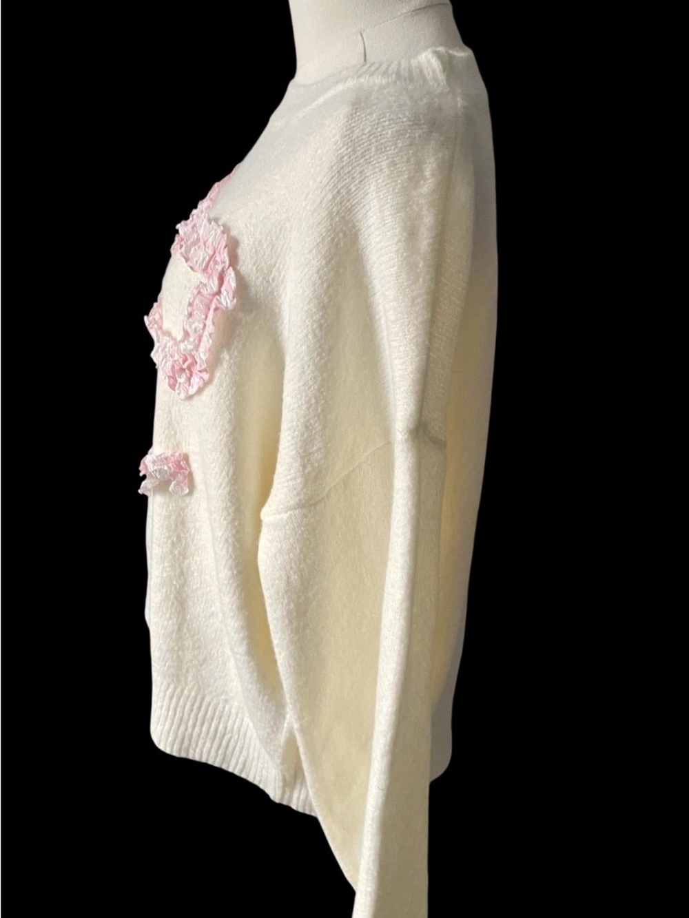 Altar’d State Coquette Bow Sweater NWT XL Cream Pink Soft Knit Pullover - Picture 3 of 16